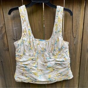 Anthropologie Antonio Melani Clementine ruched cream tan yellow tank top 12